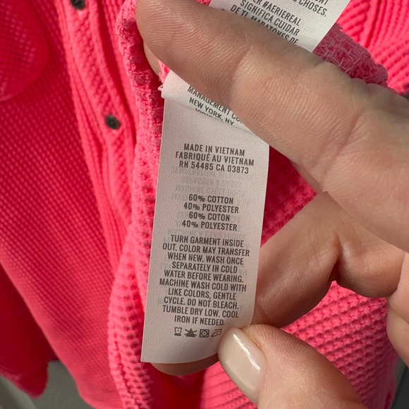 Aerie NWT Women’s Neon Hot Pink Oversized LumberJane Waffle Shirt Size XXL - Picture 12 of 13